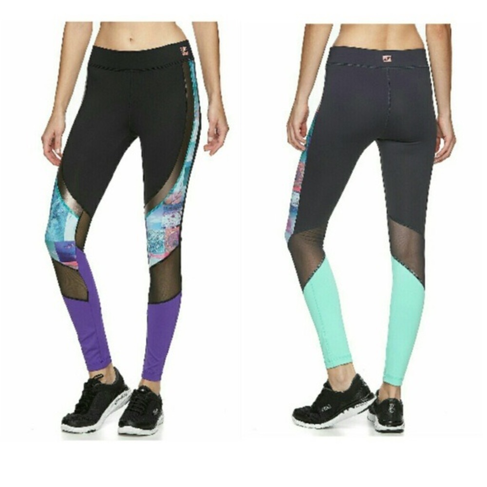 FILA Sport Mesh Purple Metallic Active Leggings S